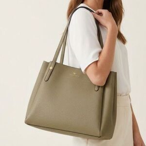 NANETTE LEPORE Light Olive Tote Handbag with Three Sections